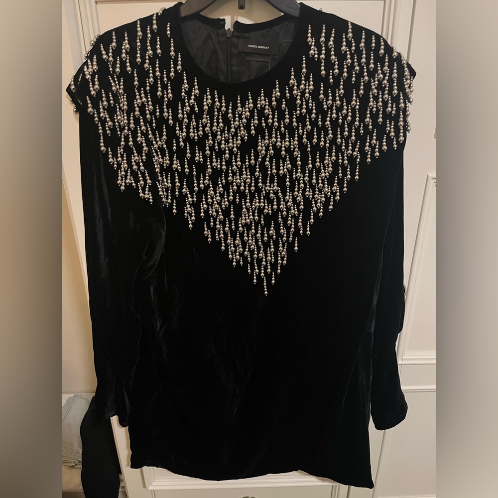 Isabel Marant gabasi embellishment velvet midi dress